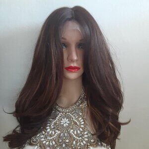Chocolate Brown lace front wig with highlights 18''